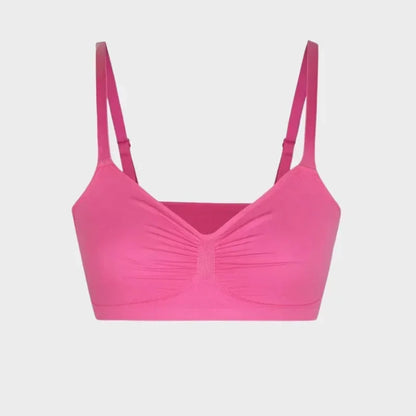 women's Breathable sports bra - ruched front, knit fabric, full-coverage, for yoga and running workouts