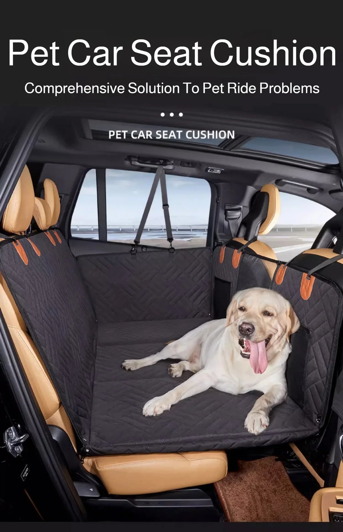 Water-Resistant Pet Car Seat Cover - Anti-Slip Scratch-Proof Hammock Back Seat Protector for Dogs