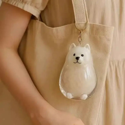 Hair Dog Keepsake Keychain Pendant Clear Resin Charm