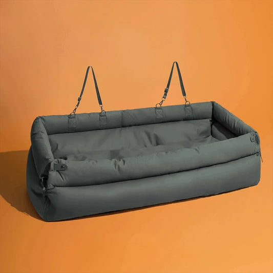 Pet Outing Lathe Deluxe Faux Leather Dog Car Seat - Travel-Friendly Booster Bed for Cats and Dogs