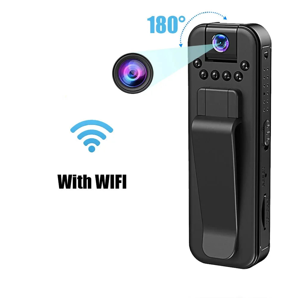 Wifi 1080P Body Mini Camera with Night Vision - Travel-Friendly Police BodyCam, Infrared Camcorder for Indoor/Outdoor Use