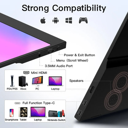 15.6 Inch Travel-Friendly Monitor USB C HDMI HDR Travel Screen