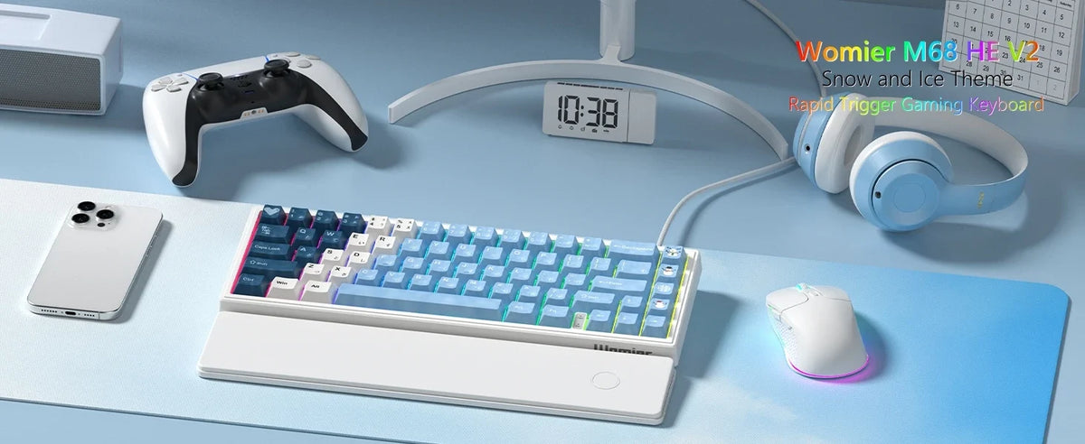 Mechanical Keyboard 68-Key Hall Effect RGB Wired Travel-Friendly