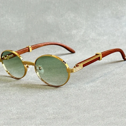 Fashion Wooden Sunglasses For Women & Men - Vintage Oval Designer Glasses, UV Protection