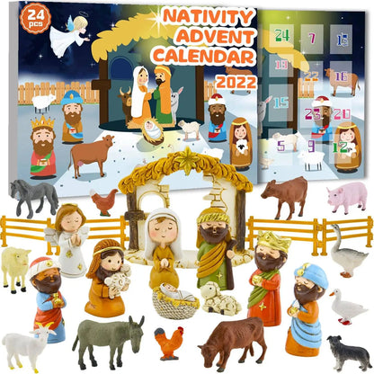 Nativity Advent Calendar 24 Pcs Miniature Nativity Figurines Kit for Christmas Countdown 2025 Family Activity