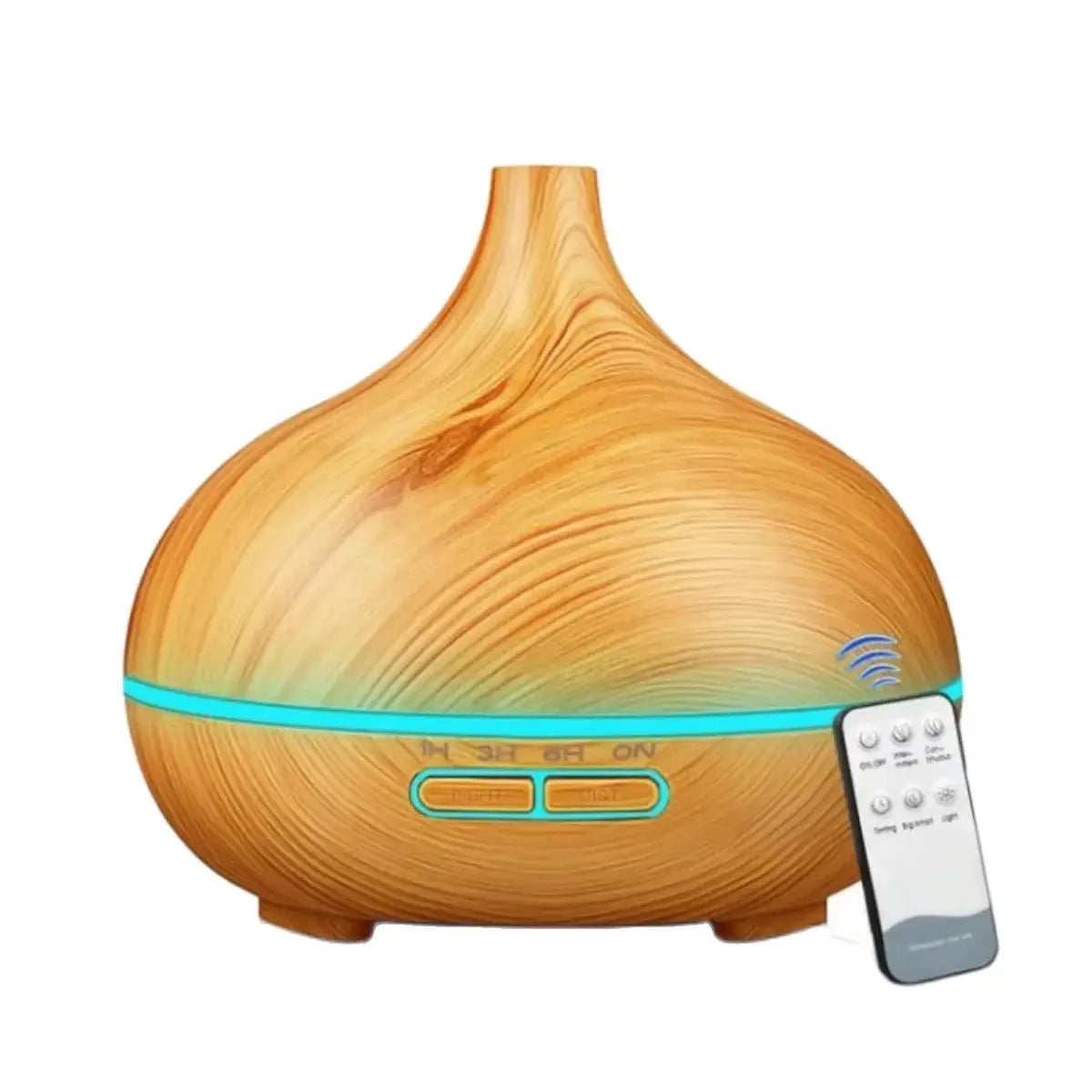 Air Humidifier Aromatherapy Essential Oil Diffuser 500ml Wood Grain Remote Control with 7 Color Lights for Household