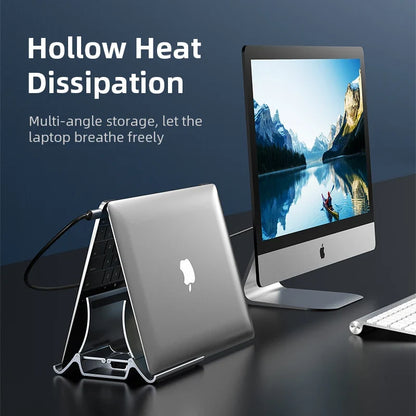 Laptop Vertical Stand with Silicone Grip - Dual Device Holder for MacBook & Tablet, Heat Dissipation,