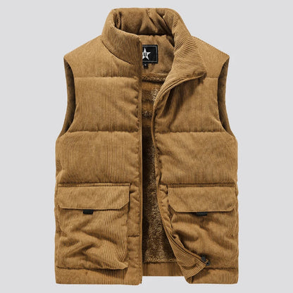 Mens Insulating Fleece Vest - Quilted Corduroy, Casual