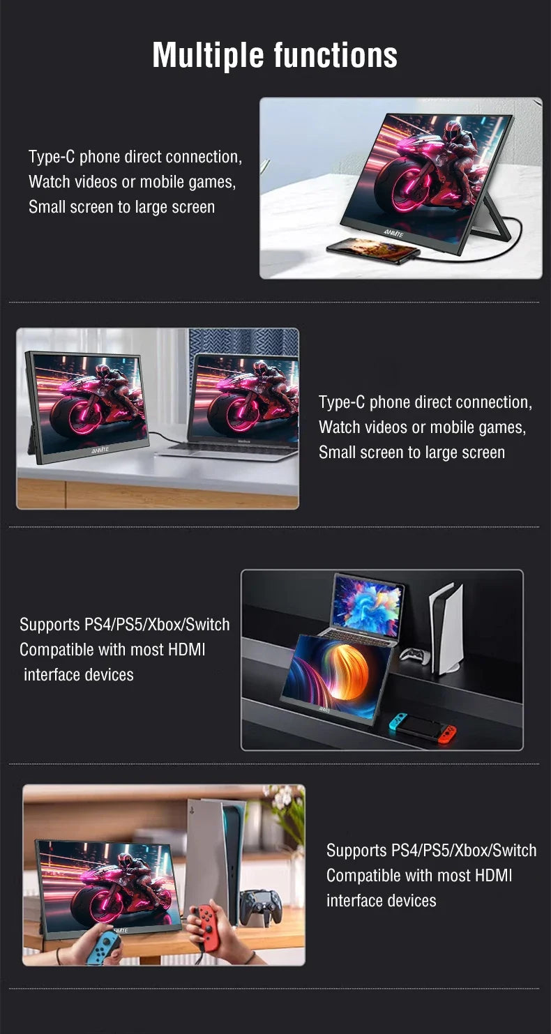 Travel-Friendly 15.6 Inch Touch Monitor 1080p HDR Gaming On The Go