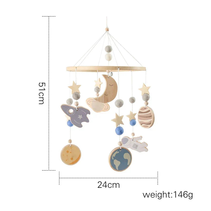 Wooden Baby Mobile Organic Wood Newborn Crib Mobile 0-12 Months Nursery Decor Newborn Gift 2025 Soothing Music