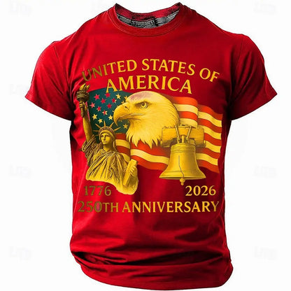 Plush unisex graphic tee - distressed flag print, 250-year design, durable cotton, casual everyday wear