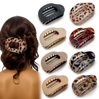 Claw Hair Clip Oval Design Leopard Print Acrylic Barrettes Spring 2026 Trend Gift