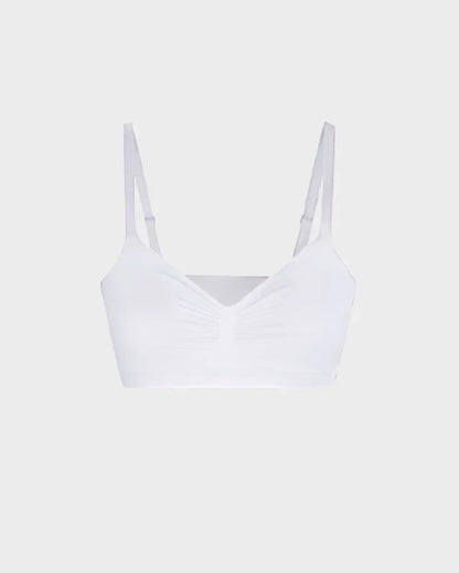 women's Breathable sports bra - ruched front, knit fabric, full-coverage, for yoga and running workouts