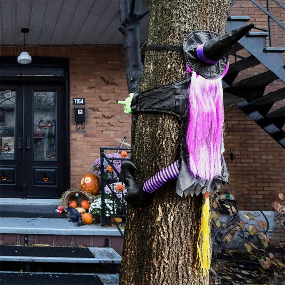 Witch Halloween Tree Decoration Non Woven Hanging Outdoor Yard Decor Fall 2025 Spooky Crashing Display