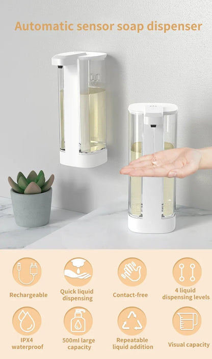 Sensor Automatic Soap Dispenser Touchless Kitchen Bathroom