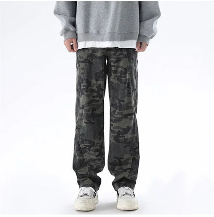 Men’s Oversized Cargo Jeans - Baggy Straight Denim Wear