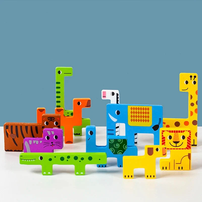 Animal Montessori Characters Wooden Transportation Puzzle Toy