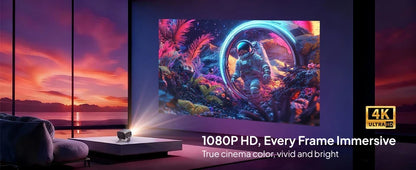 Android2026 Edition Projector A12 Mini 4K Ready 350 ANSI Lumens WiFi 6 Built In Speaker Back To School