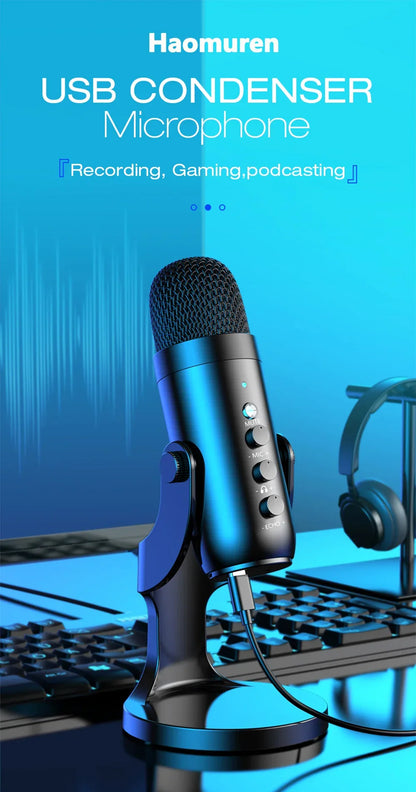 Condenser USB Microphone Desktop Mic For Streaming Podcast