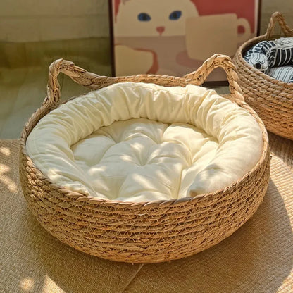 Vine Handmade Woven Cat Nest - Detachable Washable Winter Warmth Pad for Pet Supplies