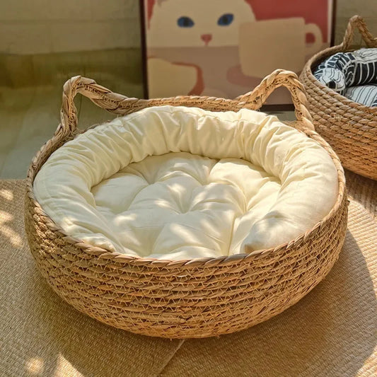 Vine Handmade Woven Cat Nest - Detachable Washable Winter Warmth Pad for Pet Supplies