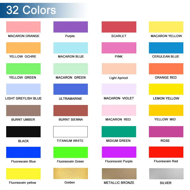 Airbrush2026 Edition Acrylic Paint Matte Inks Water Based Simple to Clean 32 Color Kit 100ml Bottles For Model Hobby TikTok Viral Craft Trend