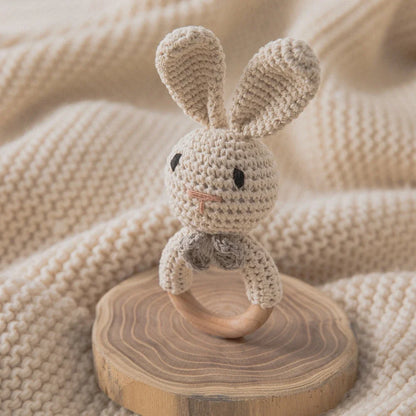 Crochet Baby Rattle Bunny Teether Newborn Sensory Toys