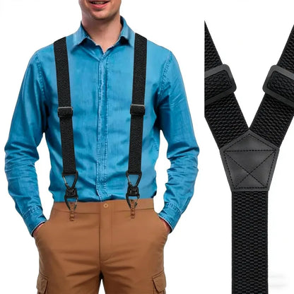 Black Suspenders 3.8cm Wide Y-Back Elastic Work Braces Fall 2026 With Plastic Gripper Clasps