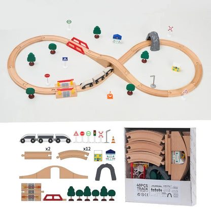 Beech Wood Train Track Kit - DIY Assembly Toy for Kids Eco-Friendly