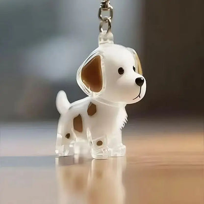 Hair Dog Keepsake Keychain Pendant Clear Resin Charm