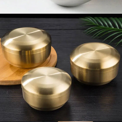 Steel Stainless Double Layer Rice Bowl With Lid Insulated