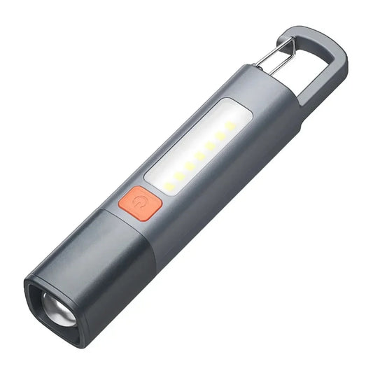 Strong Lighting ABS Flashlamp USB Charging Travel-Friendly Outdoor Flashlight - Telescopic COB Side Lamp for Camping and Hiking