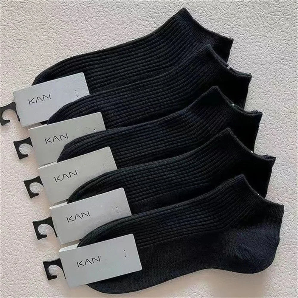 Plush women's invisible ankle socks 5-pack - 100% cotton sweat-absorbing low-cut boat socks