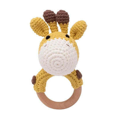 Bear Crochet Teether Rattle Ring Newborn Sensory Toys