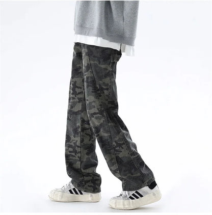 Men’s Oversized Cargo Jeans - Baggy Straight Denim Wear