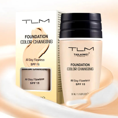 Color-Changing Liquid Foundation with SPF - Long-Lasting Water-Resistant Oil-Control Sunscreen Cream 30ml