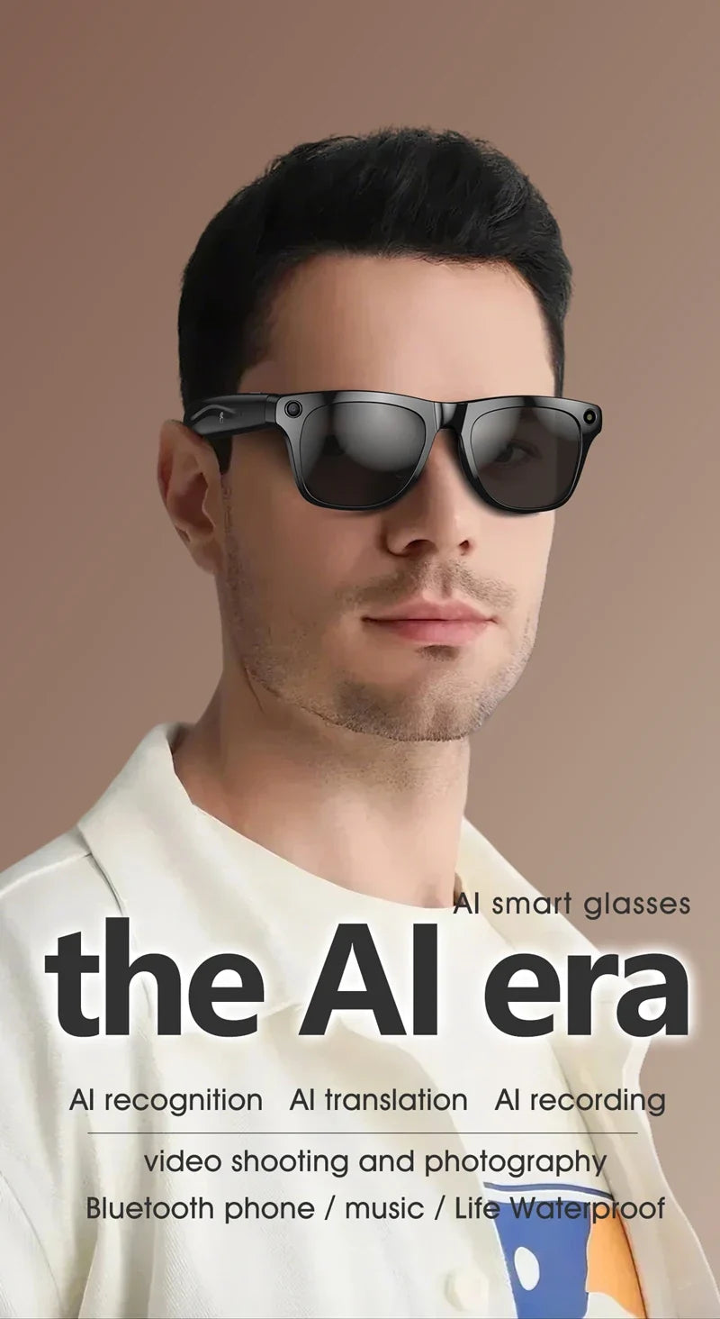 AI 4K Smart Camera Glasses Photochromic Travel Handsfree