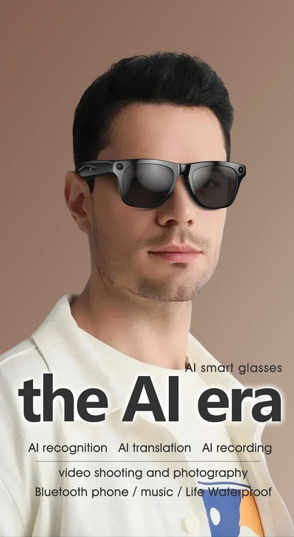 AI 4K Smart Camera Glasses Photochromic Travel Handsfree