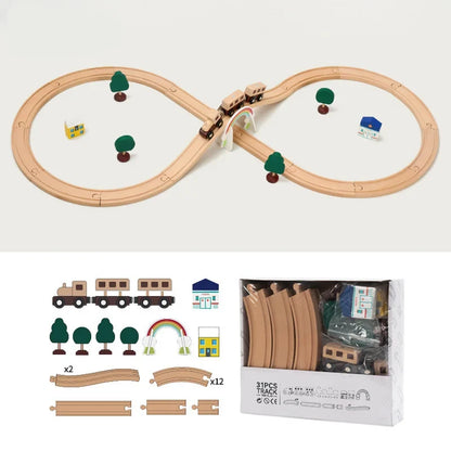 Beech Wood Train Track Kit - DIY Assembly Toy for Kids Eco-Friendly