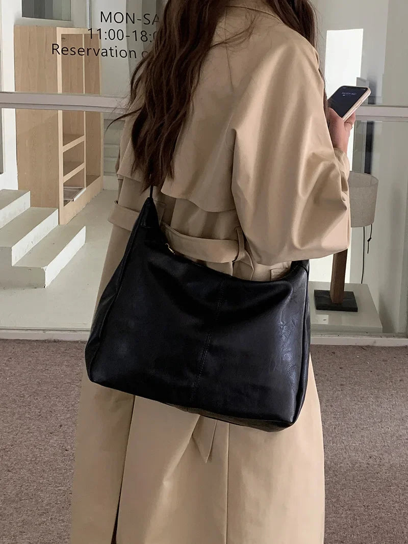 Plush Multi-Use Womens Hobo Bag - Slouchy, Faux Leather
