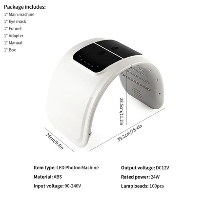 7-Color LED Photon Face Mask & Nano Spray Machine - Skin Rejuvenation Anti-Aging Household Therapy