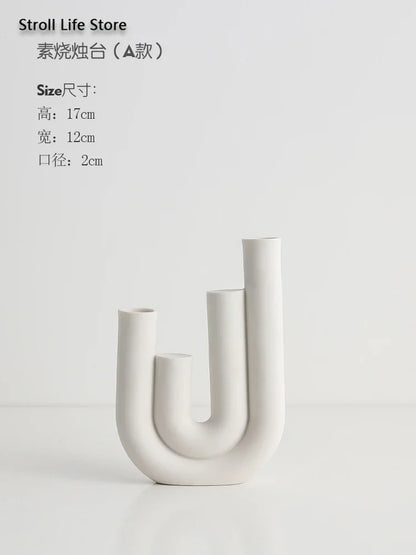Ceramic Candle Holders Kit Of 3 White Scandinavian Minimalist Candle Stands Fall 2025 Contemporary Centerpiece Gift