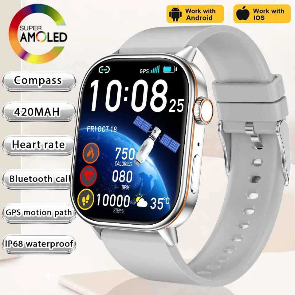 Smartwatch2025 Edition GPS 2.01 Inch AMOLED Display IP68 Water-Resistant Fitness Tracker for Active Living Fall