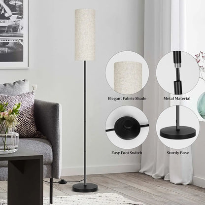 Japandi  Contemporary Floor Lamp With Fabric Shade Stepless Dimming
