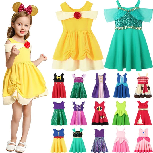 Light girls' dress - sleeveless a-line, polyester, elastane, casual summer wear