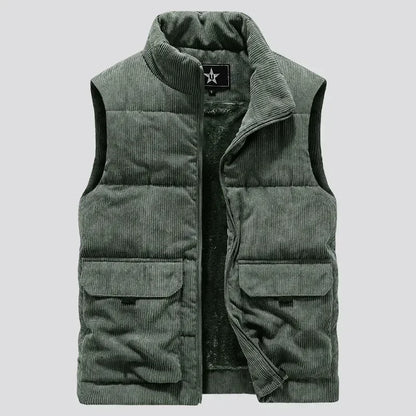 Mens Insulating Fleece Vest - Quilted Corduroy, Casual