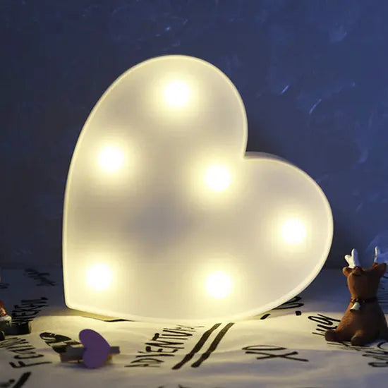 Romantic Heart LED Night Light - Warm White Lamp, An Elegant Valentine's Day Gift for Weddings & Household Décor