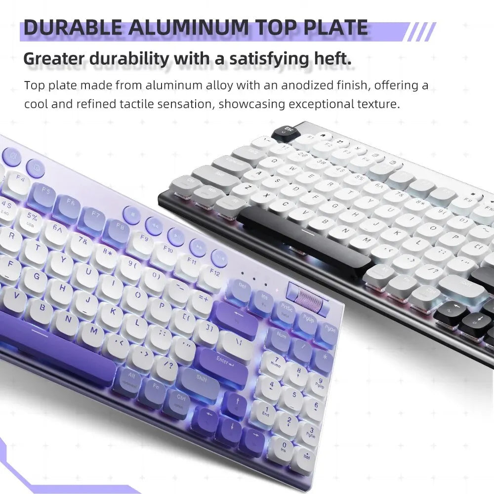 Cordless Low Profile Mechanical Keyboard 98 Keys PBT