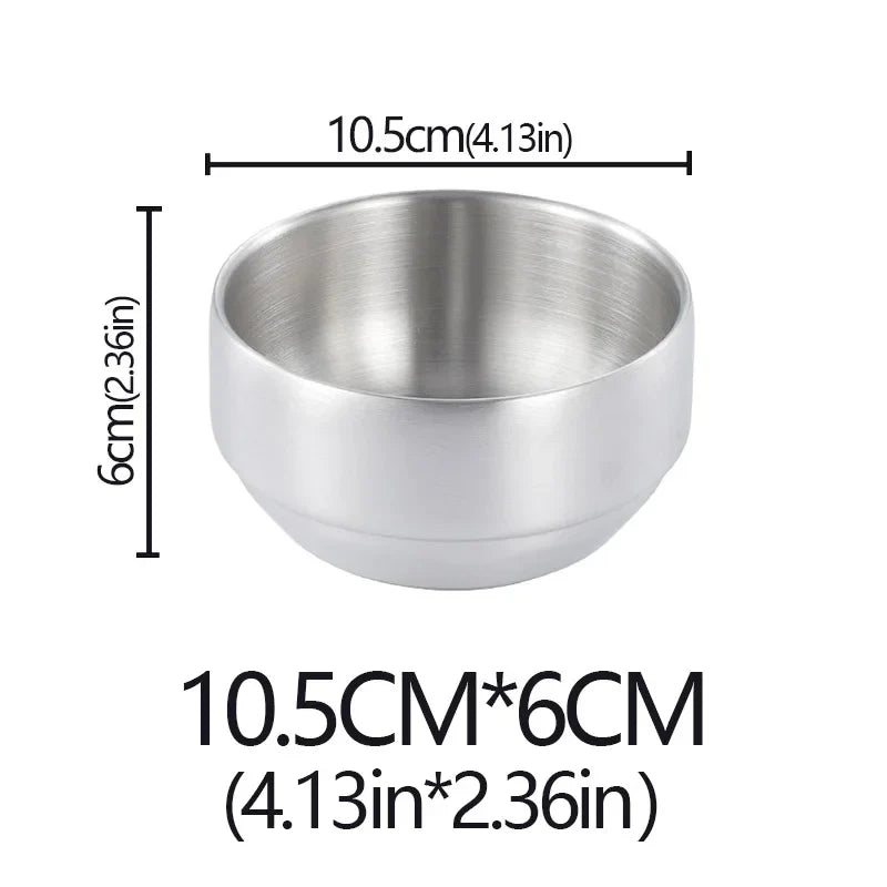 Steel Stainless Double Layer Rice Bowl With Lid Insulated