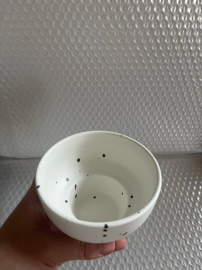 Bowl Ceramic 4 Inch Speckled White Retro Microwave Safe